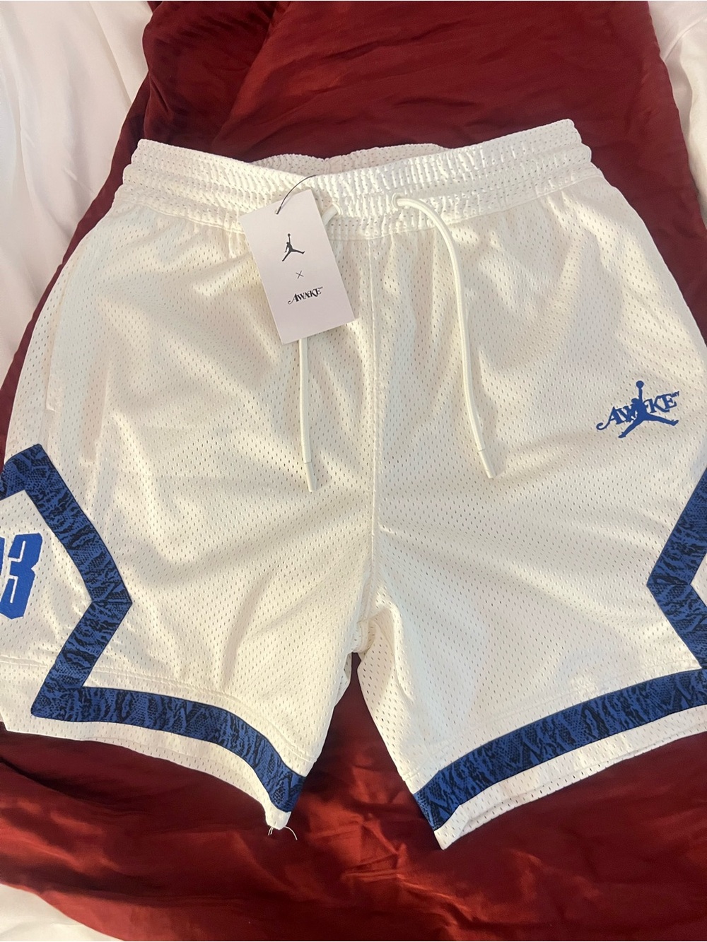 Awake White & Blue Men's Athletic Basketball Shorts